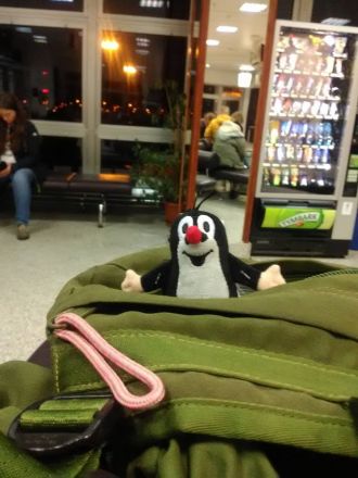 ”Hele, hele! Tady!” Krtek från Prag på väg till Sverige. I terminalen i Świnoujście.